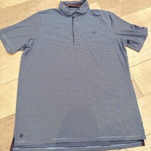 GREYSON MENS XL DRI FIT GOLF POLO SHORT SLEEVE SHIRT BLUE STRIPE